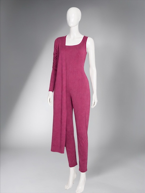 Longline Ribbed Jumpsuit Set - Picture 9 of 13